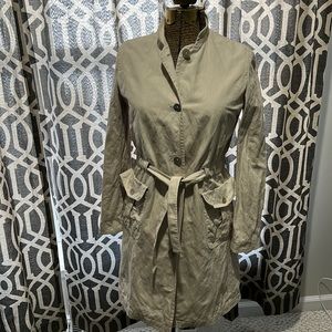 Knee length belted trench coat